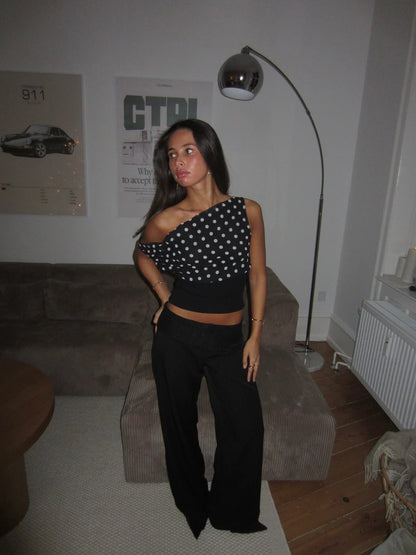 Asymmetrical polka dot top
