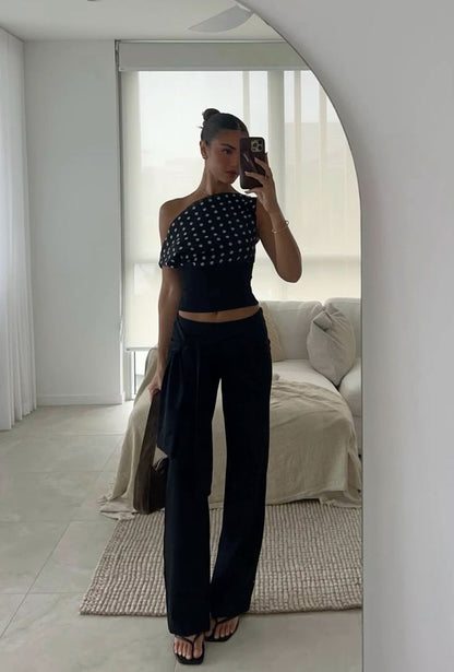 Asymmetrical polka dot top