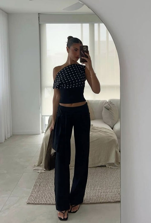 Asymmetrical polka dot top