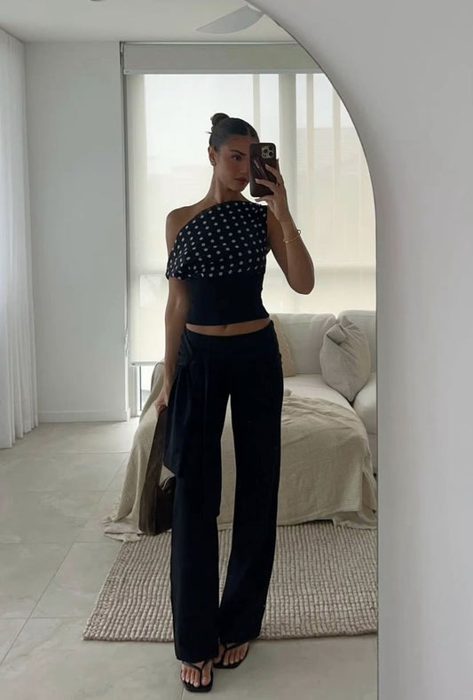 Top à pois asymétrique