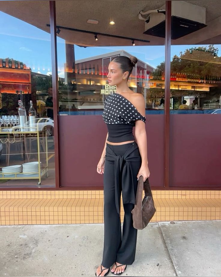 Asymmetrical polka dot top